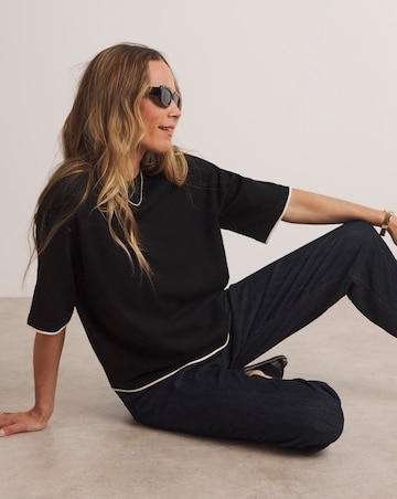 Anthology Contrast Trim Short Sleeve Boxy Jumper