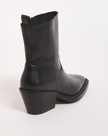 Rayla Leather Stretch Western Cowboy Ankle Boots - Extra Wide Fit (EEE)