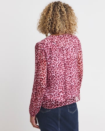 Whistles Abstract Cheetah Kitty Scalloped Shirt