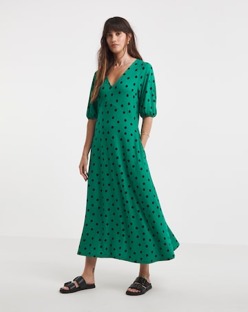 Puff Sleeve Soft Touch Jersey Dress