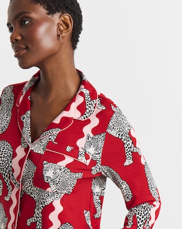 Chelsea Peers Jersey Button Up Leopard Print Pyjama Set