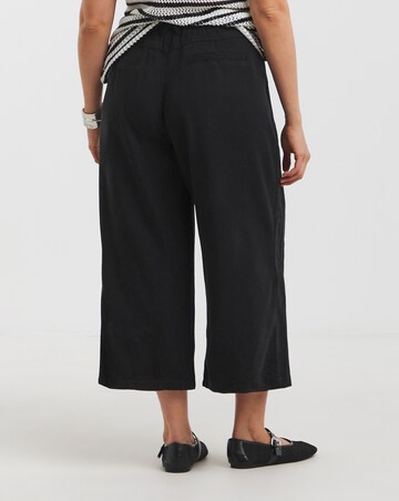 Simply Be Black Crop Wide Leg Jeans with Tencel TM Lyocell