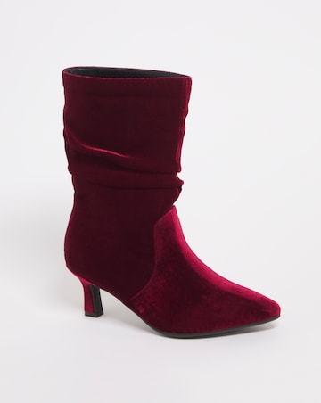 Ruched Kitten Heeled Boots E Fit