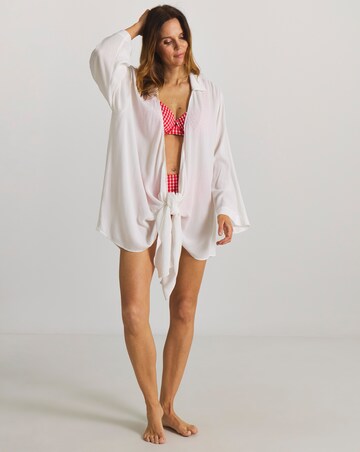Tie Front Beach Shirt White