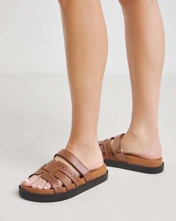 Simply Be Priya Woven Touch and Close Sandals - Wide Fit (E)