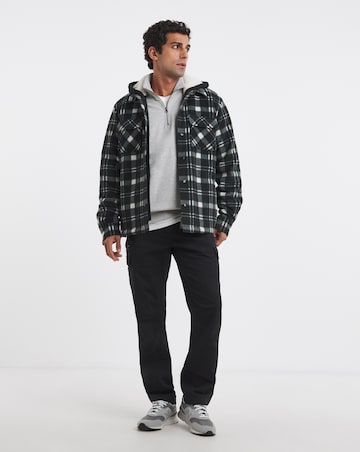 Hooded Borg Lined Check Overshirt