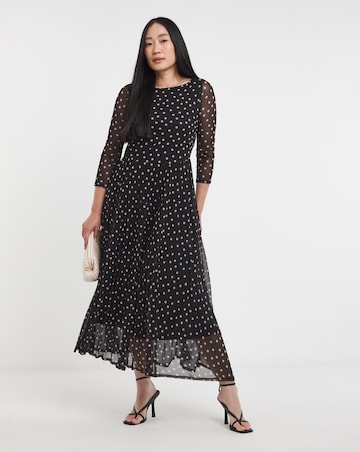 Mesh Pleated Ballet Slash Neck Dress