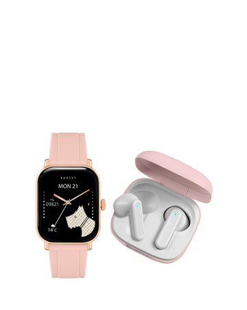 Radley Series 56 Cobweb Silicone Strap Smart Watch and Wireless Earbuds Bundle