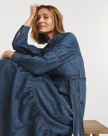 Grandad Collar Belted Dress