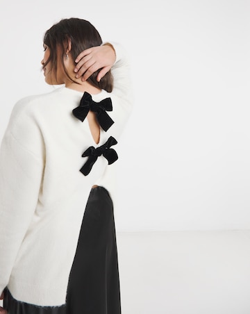 Simply Be Ivory Bow Back Longline Jumper