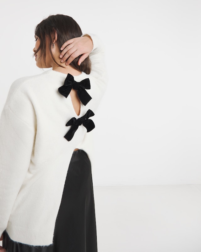 Simply Be Ivory Bow Back Longline Jumper