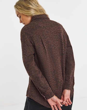 Chocolate Leopard Denim Shacket