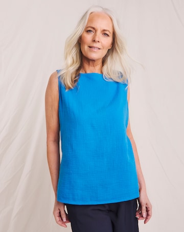 Julipa Pure Cotton Textured Button Back Top