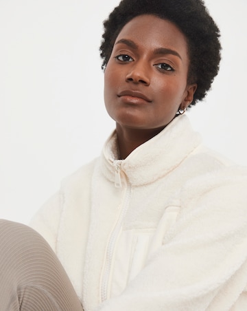 Cream Nylon Pocket Borg Jacket