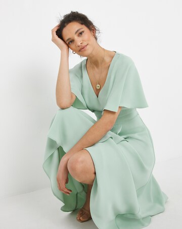 Joanna Hope Sage Angel Sleeve Midi Dress