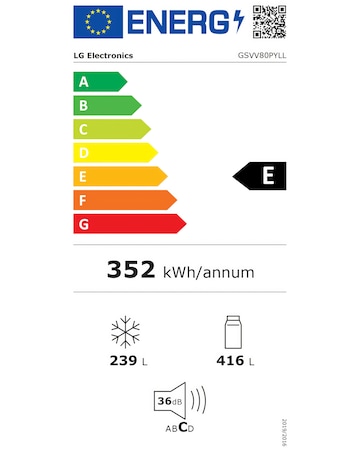 LG InstaView GSVV80PYLL 655L American Fridge Freezer - E Rated