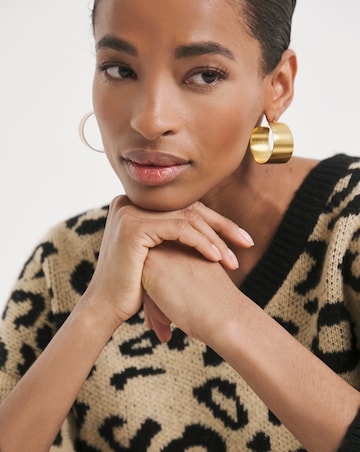 Leopard V Neck Jumper