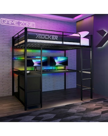 X Rocker Battlebunk XL RGB Double High Sleeper Bed