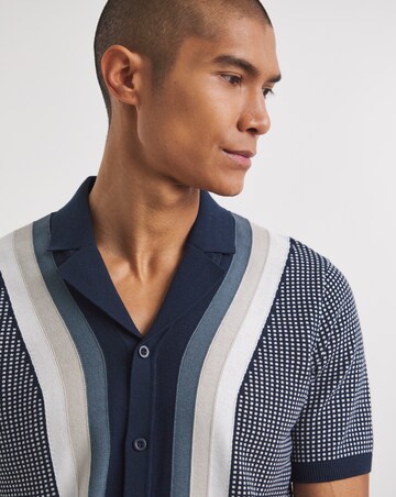 Navy Pattern Knitted Polo