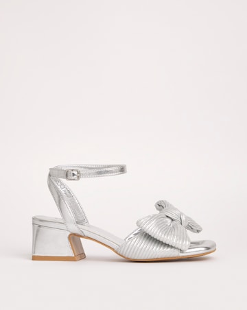 Isla Plisse Bow Low Heel Occasion Sandals Extra Wide EEE Fit