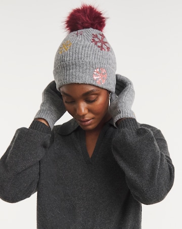 Sequin Snowflake Hat & Glove Gift Set