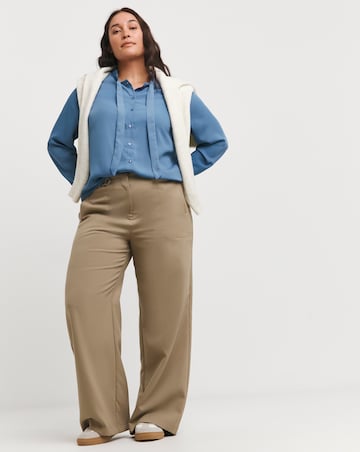 Blue Frill Collar Tie Neck Top