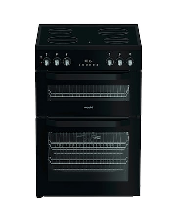 Hotpoint HDE6VDB1 60cm Electric Double Cooker with Multiflow - Black + Install