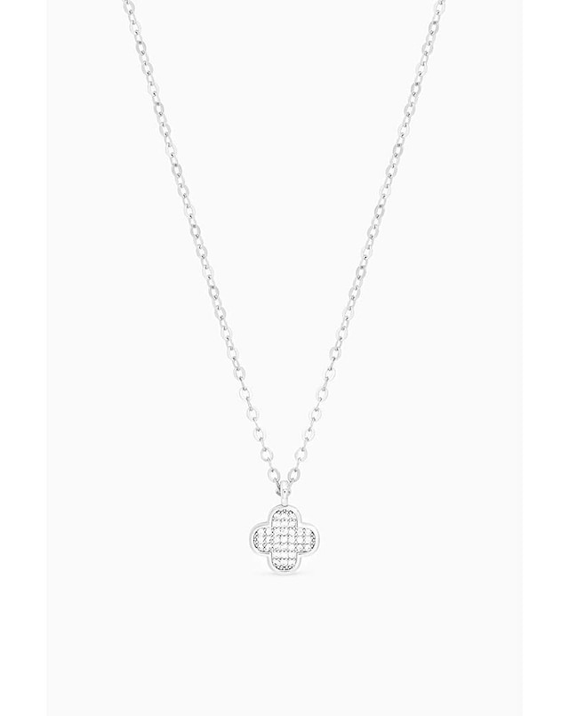 Jon Richard Rhodium Plated Micro Pave Clover Pendant