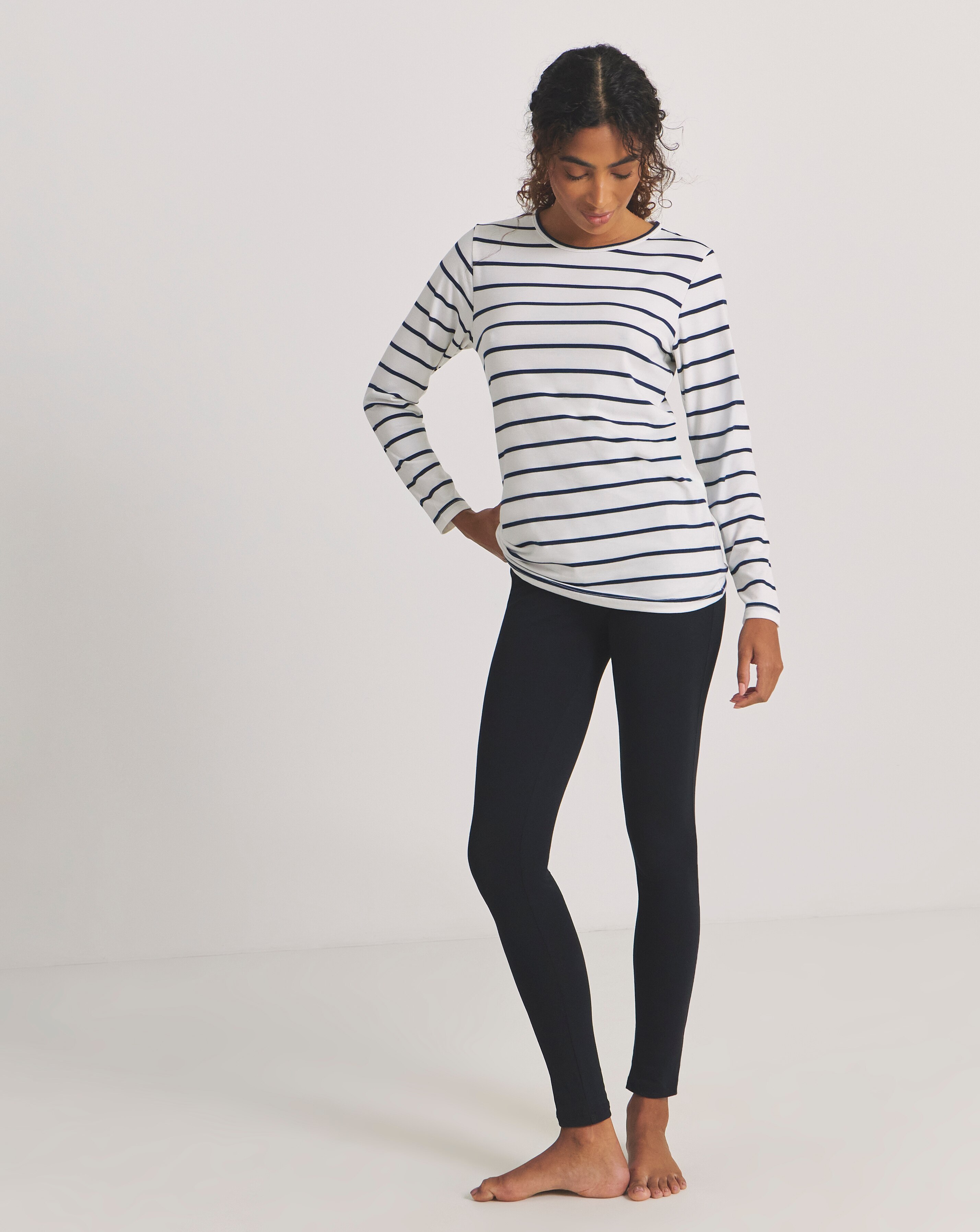 Pretty Secrets 2 Pack Thermal Long Sleeve Tops - Navy/Stripe | JD