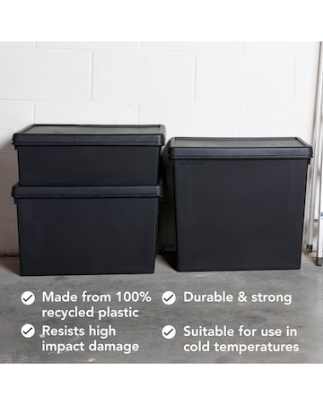 Wham Bam Multisize Heavy Duty Box & Lid Recycled Black 3Pk