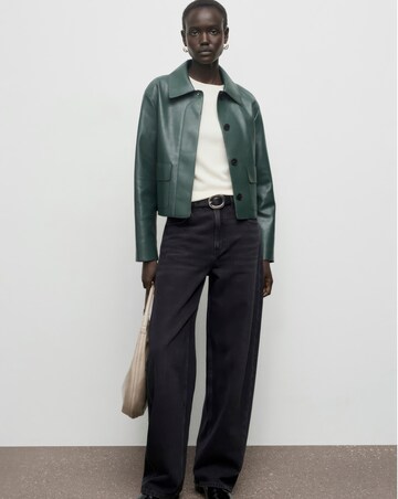 Mango Green Leather Effect Jacket With Pockets