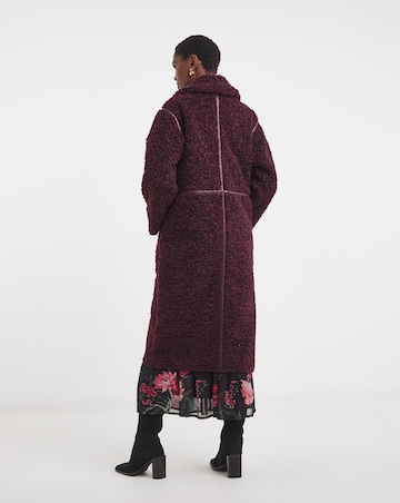 Wine Maxi Teddy Faux Fur Coat