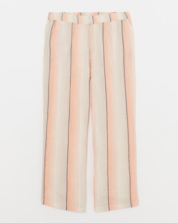 Stripe Button Through Tie Waist Cotton Cheesecloth Lounge Set