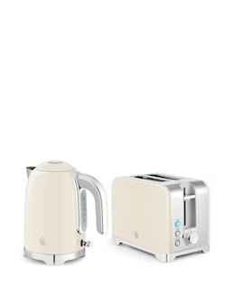Swan Solace Kitchen Set, 1.7L Kettle, and 930W 2 Slice Toaster - Cream