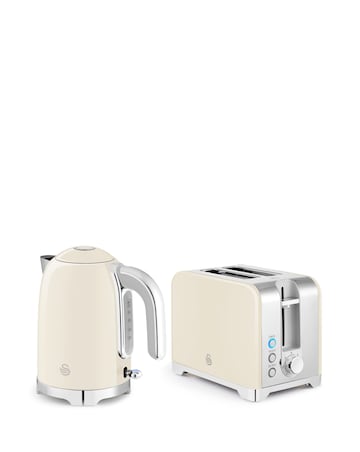 Swan Solace Kitchen Set, 1.7L Kettle, and 930W 2 Slice Toaster - Cream
