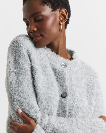 Grey Boucle Cardigan