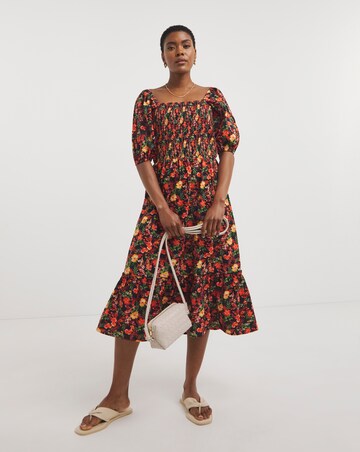 Linen Mix Shirred Bodice Sundress