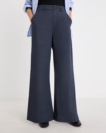 Navy Stretch Wide Leg Chino Trouser