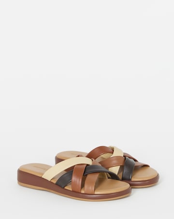 Carmen Soft Multicolour Leather Tubular Mule Sandals - Extra Wide Fit (EEE)