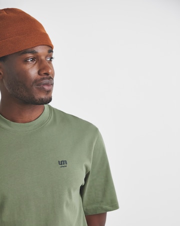 Union Embroid T-Shirt Long Length-Olive