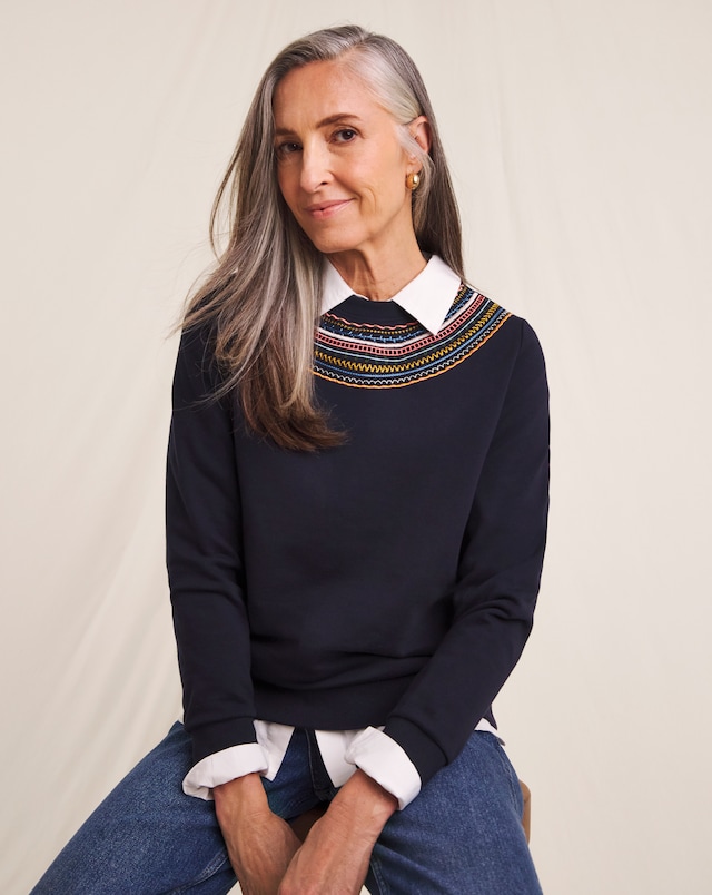 Julipa Pure Cotton Embroidered Sweatshirt