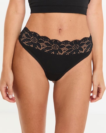 Pretty Secrets (5 Pack) Lace Top No VPL Thong Knickers Black