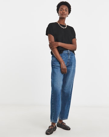 Black Crew Neck Textured Top