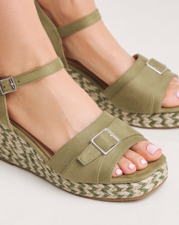 Agatha Buckle Wedge Espadrille Sandals - Extra Wide Fit (EEE)