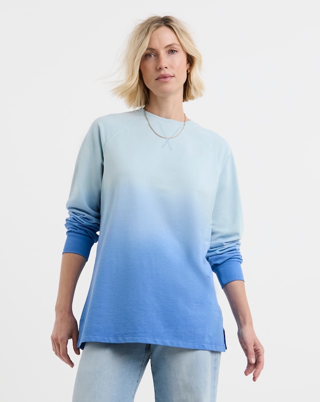 Ombre Blue Classic Longline Sweatshirt