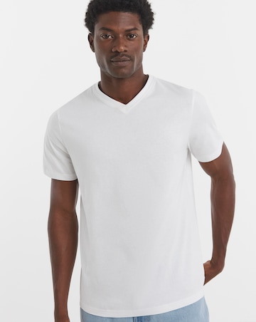 Pure Cotton V-Neck T-Shirt- White