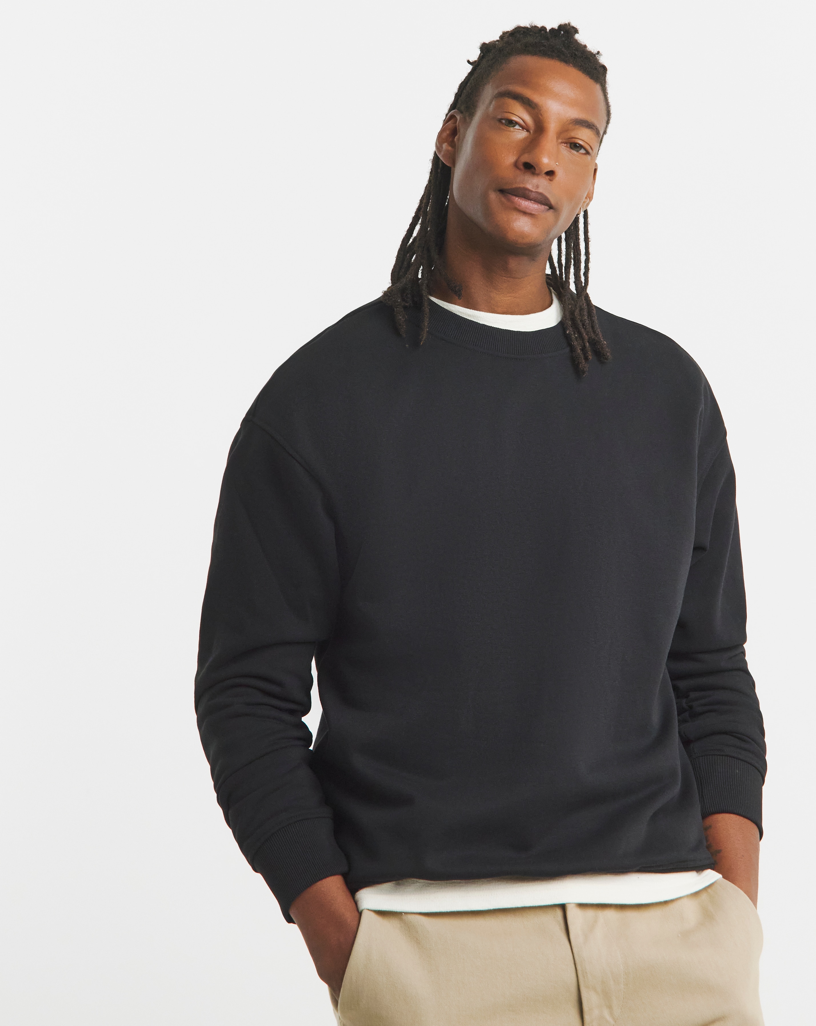 Crew Neck Sweatshirt- Black | JD Williams