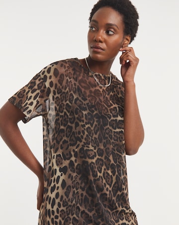 Printed Mesh T-Shirt Dress