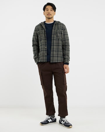 Cotton Hooded Flannel Check Shirt Long