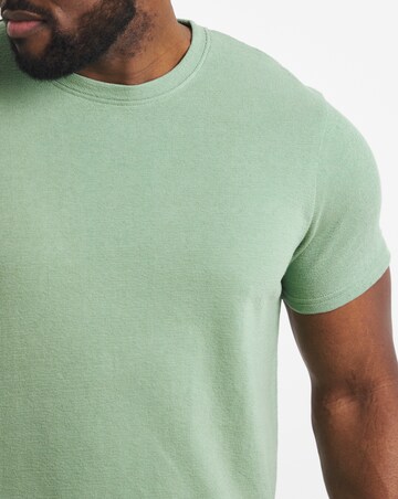 Textured Crew Neck T-Shirt-Khaki